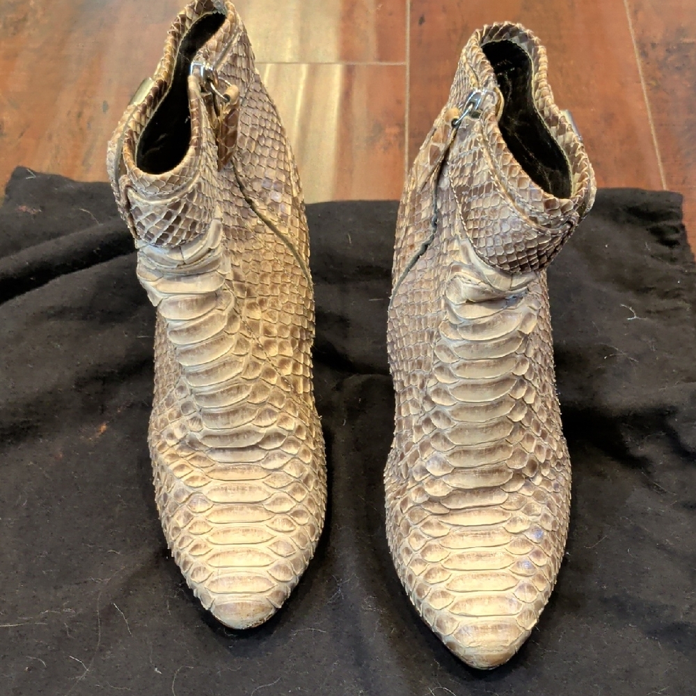 Burberry Textured Snakeskin Ankle Boots